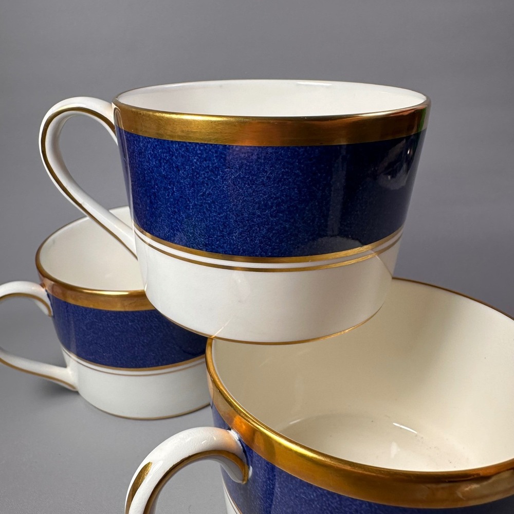 Coalport Athlone Blue‎ Bone China Coffee Cups Gold Trim England Set of 3 - Picture 9 of 11